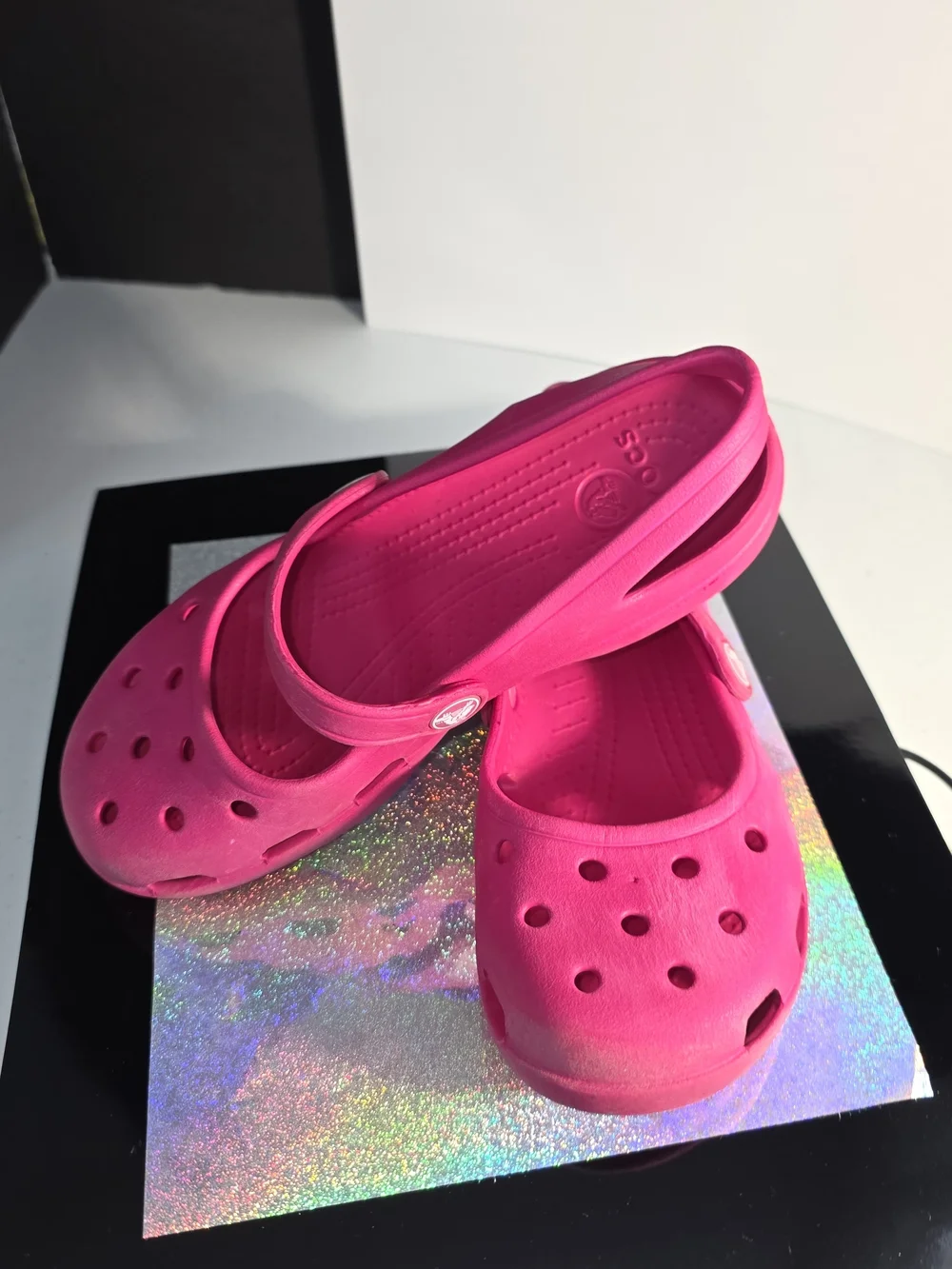 CROCS Shayna Hot Pink Mary Jane-Style Clog with Back Strap Big Girls Sz 6